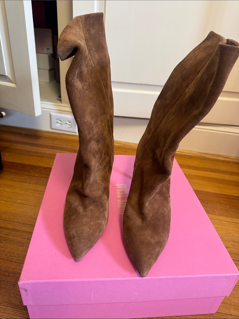 Paris Texas Brown Suede Pointed-Toe Women's Boots